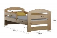 Drevená detská posteľ Wiola II Rozmery postele