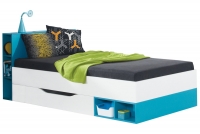 Študentská jednolôžková posteľ 90x200 Mobi MO18 - biela / tyrkysová Posteľ mobi 18 Tyrkysová