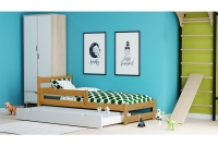 postel dzieciece přízemní výsuvná Ola  postel w barevným odstínu olchy