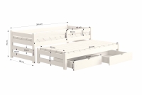 Detská posteľ Alis DPV 001 s prístelkou - 90x200 cm - biela Posteľ prízemná s výsuvným lôžkom Alis - wymiar 90x200