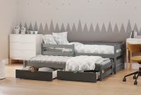 Detská posteľ prízemná s výsuvným lôžkom Alis DPV 001 - grafit, 80x160 Posteľ prízemná s výsuvným lôžkom Alis - Farba Grafit - vizualizácia