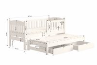 Detská posteľ prízemná s výsuvným lôžkom Alvins - Biely, 80x180 Posteľ dzieciece prízemná s výsuvným lôžkom Alvins - Farba Biely - Rozmery