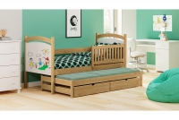Detská poschodová posteľ s tabuľkou na kreslenie Amely 80x180   Farba buk