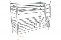 postel dzieciece patrová Kubi - Dub, 80x180  Postel dzieciece patrová  Kubi - 80x180 / dub