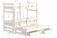 Alis PPV 018 emeletes ágy gyerekeknek, kihúzható - Szín: Fehér, Méret 90x180 Emeletes ágy kihúzhato Alis - méretek