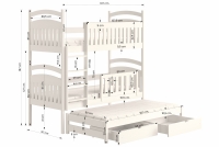 Detská posteľ poschodová výsuvna 3 os. Amely - Farba Biely, rozmer 90x190 