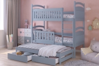 Patrová výsuvná postel Amely 80x160 pro 3 osoby - šedá postel dzieciece patrová  výsuvná 3 os. Amely - Barva šedý - aranzacja