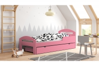 Detská drevená posteľ Wiki s výsuvným extra lôžkom  rozowe Posteľ dla dziewczynki