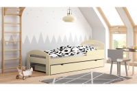 Detská drevená posteľ Wiki s výsuvným extra lôžkom  vanilkový Detská posteľ