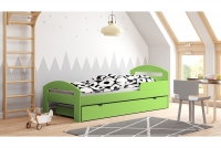 Detská drevená posteľ Wiki s výsuvným extra lôžkom  Zelené Posteľ so zásuvkou