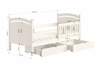 postel dětské s tabulí na suché mazání Amely - Barva Bílý, rozměr 70x140 postel dzieciece z tablica suchoscieralna Amely - Rozměry