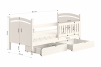 postel dětské s tabulí na suché mazání Amely - Barva Bílý, rozměr 90x180  postel dzieciece z tablica suchoscieralna Amely - Rozměry