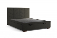 Boxspring posteľ Lindi 140x200 S vnútorným úložným priestorom- Tmavý šedý szenil Perfect Harmony 99 / nožičky Venge Boxspring posteľ Lindi 140x200 - Tmavý šedý szenil Perfect Harmony 99 / nožičky Venge