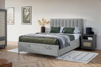 Boxspring posteľ Misel 160x200 S vnútorným úložným priestorom- šedý zamat Magic Velvet 2240 / nožičky srebrne Boxspring posteľ Misel 160x200 S vnútorným úložným priestorom- šedý zamat Magic Velvet 2240 / nožičky srebrne