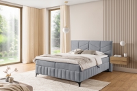 Pat boxspring Penia 160x200 cu spațiu de depozitare - catifea cenușie hidrofobă Element 24 Pat Boxspring  Penia 160x200 cu spațiu de depozitare - cenușă catifea hidrofobă Element 24