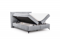 Pat boxspring Penia 160x200 cu spațiu de depozitare - catifea cenușie hidrofobă Element 24 Pat Boxspring  Penia 160x200 cu spațiu de depozitare - cenușă catifea hidrofobă Element 24