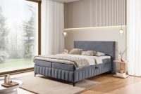 Pat boxspring Wasil 180x200 cu spațiu de depozitare - catifea gri hidrofobă Element 23 Pat Boxspring  Wasil 180x200 cu spațiu de depozitare - gri catifea hidrofobă Element 23