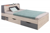 Mládežnická postel 120x200 Delta DL15 L/P - Dub / Antracitová łóżko młodzieżowe