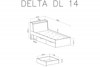 Mládežnická postel 90x200 Delta DL14 L/P - Dub / Antracitová Mládežnická postel 90x200 Delta DL14 L/P - Dub / antracit - schemat