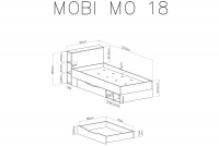 Posteľ študentský    90x200 Mobi MO18 - Biely / žltý 