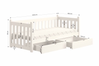 postel přízemní drewniane Swen DP 001 - Bílý, 80x180 postel přízemní drewniane Swen - míru 80x180