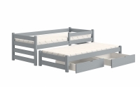 Jednoposchodová posteľ s extra výsuvným lôžkom Alis DPV 001 - Farba šedá