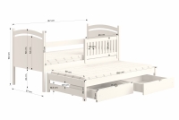 Dětská výsuvná postel Amely 80x160 s tabulí na fixy - bílá postel přízemní výsuvná z tablica suchoscieralna Amely - Rozměry