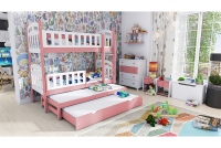postel patrová  4 osobowe Nati, z szuflada z funkcí spaní - 160 x 80 cm - Barva Růžová - výprodej