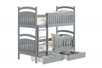 Dřevěná patrová postel Amely 70x140 - šedá šedý postel patrová  s zásuvkami 