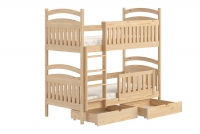 Dřevěná patrová postel Amely - Barva Borovice, rozměr 70x140 Postel patrová  drewniane Amely se zásuvkami - 70x140 / borovice 