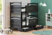 Dřevěná patrová postel Amely 80x180 - černá postel patrová  drewniane Amely - Barva Černý - aranzacja