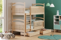 Dřevěná patrová postel Amely - Barva Borovice, rozměr 80x180 postel patrová  drewniane Amely - Barva Borovice - aranzacja