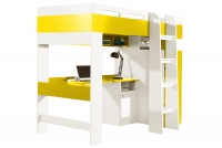 Mobi MO20 emeletes ágy 90x200 cm - Fehér / sárga postel mobi 20 Žluté se skříňkou