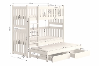Swen PPV 023 emeletes ágy, kihúzható - fenyőfa, 80x160 Emeletes ágy kihúzhato Swen - méretek