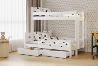 Lovic bal oldali emeletes ágy fiókokkal - fehér, 90x200/120x200  Emeletes ágy fiokokkal Lovic - bialy - aranzacja