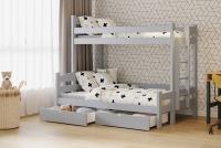 postel patrová  s zásuvkami Lovic levá - šedý, 80x200/120x200  postel patrová  s zásuvkami Lovic - šedý - aranzacja