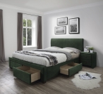 Čalouněná postel Modena 3 se zásuvkami 160x200 - tmavě zelená postel čalouněné modena 3 s zásuvkami tmavý Zelený velvet 160x200