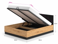 Posteľ s úložným priestorom Clawi 1401 - 160x200 - Dub craft zlaté / Čierny Posteľ s úložným priestorom Clawi 1401 - 160x200 - Dub craft zlaté / Čierny