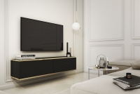 závesná TV skrinka Lurona 135 cm s frézovaným frontom MDF - Čierny závesná TV skrinka Lurona 135 cm s frézovaným frontom MDF - Čierny - vizualizácia