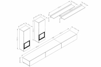 Obývací stěna Baros 10 - tmavý beton / schiefer Obývací stěna pro obývacího pokoje Baros 10 - tmavý beton / schiefer