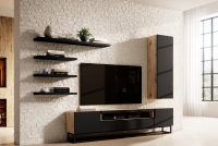 Obývací stěna do obývacího pokoje Loftia 9 - artisan/Černý mat