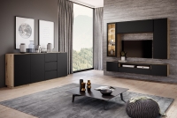 Obývacia stena Loftia 7- artisan/Čierny mat Komplet nábytku do obývacej izby