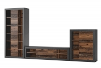 Obývací stěna velká do obývacího pokoje Zena 10 - Matera/Old style mix planked - old wood