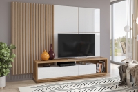 Obývacia stena TV veľká Celine - Dub wotan / Biely TV skrinka z lamelami
