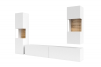 Obývací stěna stojací - závěsná do obývacího pokoje AVA 10 - Bílý / wotan Bílá Obývací stěna