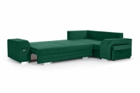 Rozkládací rohová sedací souprava Umil pravá - bar+taburet - zelená Monolith 37 Rohová sedací souprava pravá strana s barem i pufa Umil - Zelený Monolith 37 