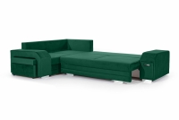 Rozkládací rohová sedací souprava Umil levá - bar+taburet - zelená Monolith 37 Rohová sedací souprava levá strana s barem i pufa Umil - Zelený Monolith 37