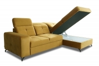 Canapea de colț cu funcție de dormit Belavio Mini Dreapta - muștar catifea hidrofob Canapea pe partea dreaptă pentru camera de zi Belavio Mini 