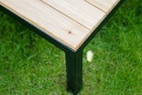 Zostava záhradného nábytku so stolíkom Hooly - námornícka modrá / teak Rohová sedacia súprava do ogrodu na taras
