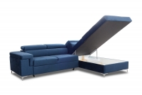 Canapea de colț cu funcție de dormit Trego L Dreapta - Albastru marin Monolith 77 Rohová sedací souprava Trego Vnitřní úložný prostor